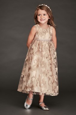 Metallic Embroidered Tulle Flower Girl Dress David's Bridal RK1383