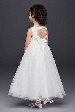 Metallic Embroidered Tulle Flower Girl Dress David's Bridal RK1383