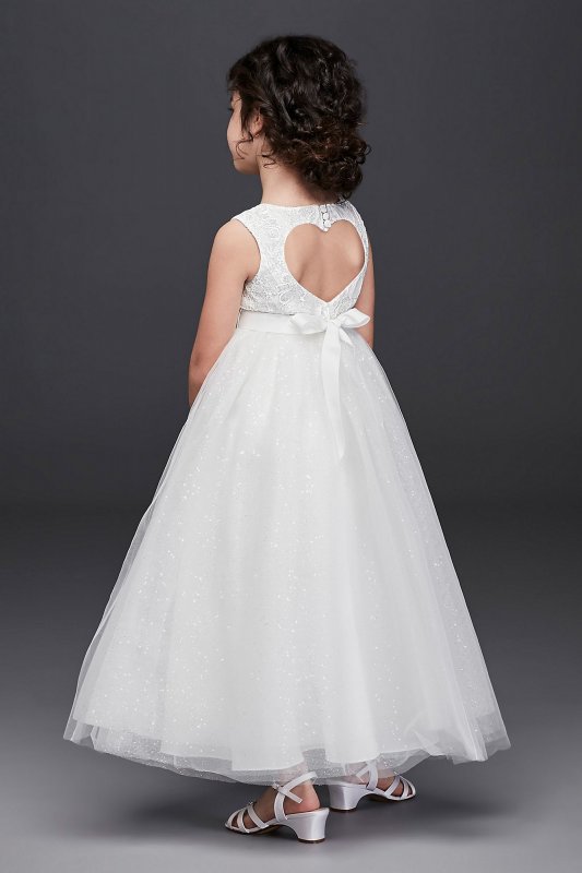 Tulle and Lace Flower Girl Dress with Heart Cutout David's Bridal RK1384