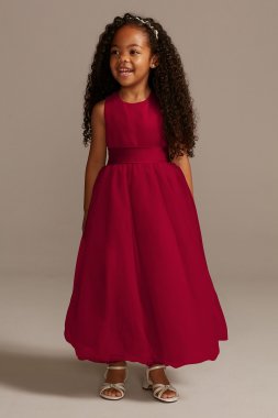 Satin Flower Girl Dress with Tulle Skirt David's Bridal S1038