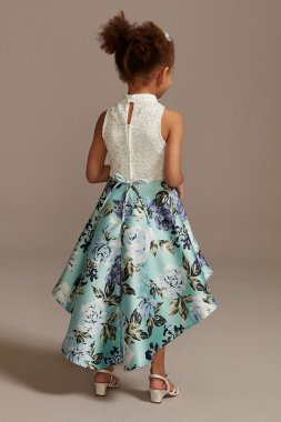 Lace Mock Neck High-Low Printed Flower Girl Dress Speechless SC333C32QA66