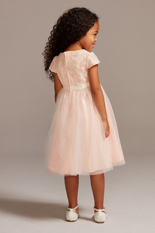 Lace Overlay Cap Sleeve Flower Girl Dress David's Bridal UF271