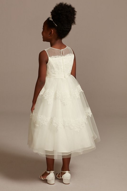 Banded Lace Illusion Flower Girl Dress David's Bridal WG1374