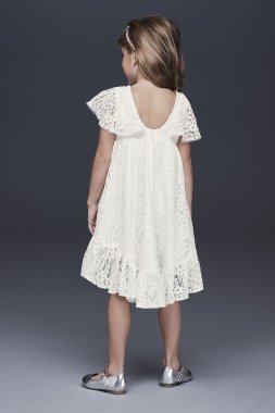 Flutter Sleeve Flower Girl Dress with Ruffle Hem David's Bridal WG1399