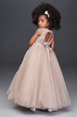 Illusion and Tulle Flower Girl Dress with Applique WG1411