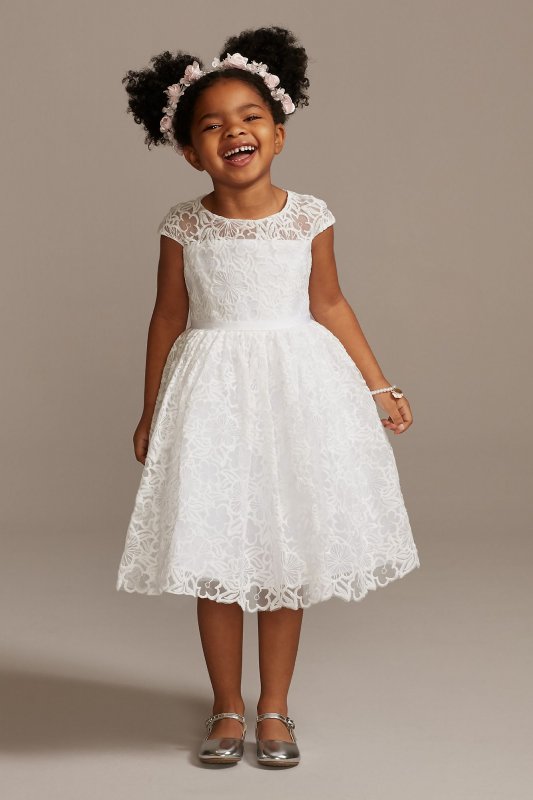 Cap Sleeve Lace Heart Cutout Flower Girl Dress David's Bridal WG1408