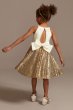 High Neck Sequin Skirt Flower Girl Dress with Bow David's Bridal WG1409