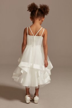 Double Strap Flower Girl Dress with Satin Edge Hem David's Bridal WG1413