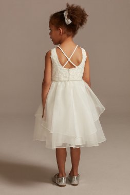 Embellished Cummerbund Tea-Length Communion Dress C5-351