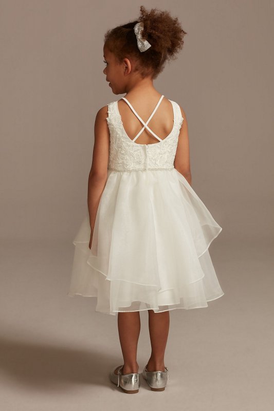 Lace Applique Flower Girl Dress with Tiered Skirt David's Bridal WG1414