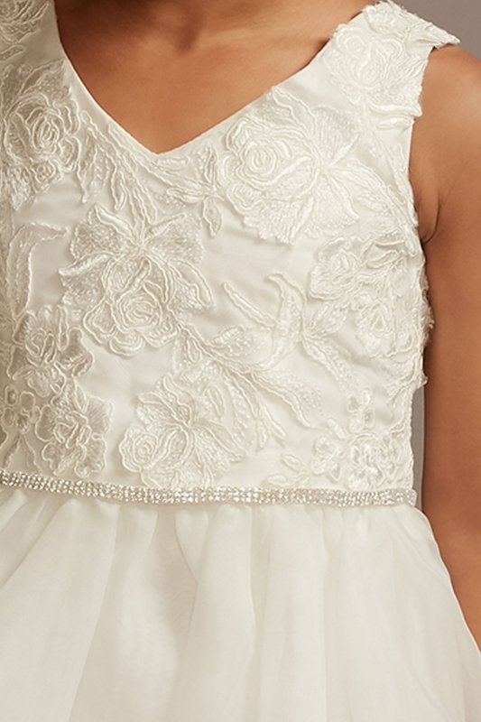 Lace Applique Flower Girl Dress with Tiered Skirt David's Bridal WG1414