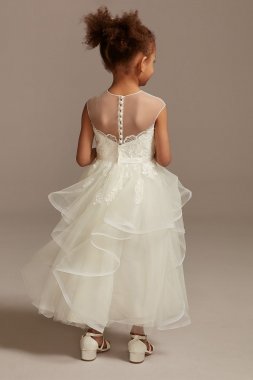 Flower Girl Dress with Tulle and Ribbon Waist David's Bridal OP218