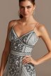 Bead-Embellished Mesh Overlay Spaghetti Strap Gown Jump 11091