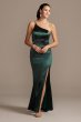 One-Shoulder Spaghetti Strap Cutout Satin Gown Jump 11474D