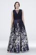 Illusion Leaf-Print Mikado Plus Size Ball Gown Morgan and Co 12339W