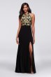 Glitter Lace and Jersey High-Neck A-Line Gown Morgan and Co 12444