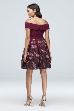 Cold-Shoulder Floral Embroidered Party Dress Morgan and Co 12553