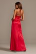 Wrap Halter Long Satin Dress with Skirt Slit Morgan and Co 12765D