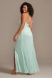 Wrap Bodice Glitter Micro-Pleat Plus Size Gown Morgan and Co 12791W