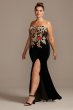 Floral Embroidered Velvet Strapless Plus Size Gown Blondie Nites 1294BNW