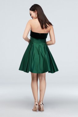 Strapless Satin Dress with Velvet Foldover Blondie Nites 1452BN