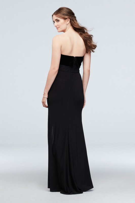 Strapless Jersey Gown with Velvet Knot Foldover Blondie Nites 1462BND