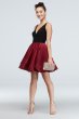 Plunging-V Satin Double Hem Fit and Flare Dress Blondie Nites 1578BN