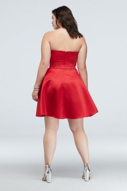 Bow Ruffle Strapless Fit-and-Flare Plus Size Dress Blondie Nites 1621BNW