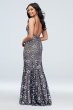 Floral Embellished Deep-V Gown with Lace Trim Xscape 1789X