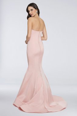 Strapless Mermaid Dress with Covered Buttons Terani Couture 1812P5386