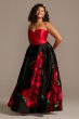 Blooming Rose Strapless Satin Plus Size Ball Gown Blondie Nites 1963BNW