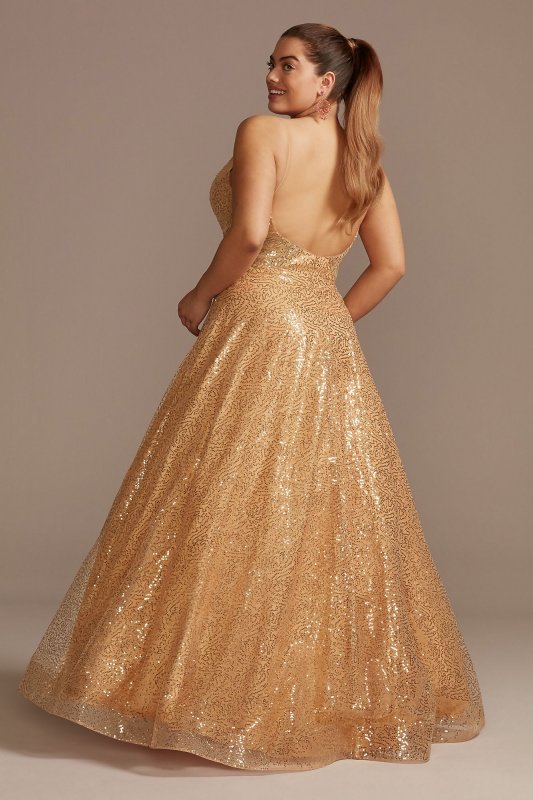 Sequin Spaghetti Strap Low Back Plus Size Gown Glamour by Terani 2011P1477W