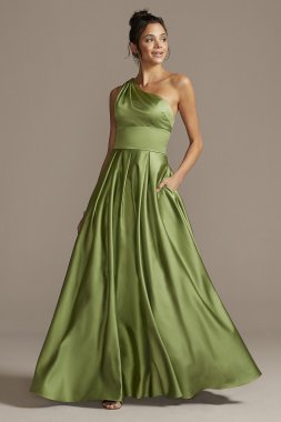 One Shoulder Satin Strappy Back Ball Gown Blondie Nites 2025BN