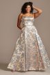 Metallic Jacquard Spaghetti Strap Plus Size Gown Blondie Nites 2057BNW