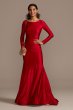 Long Sleeve Sateen Mermaid Gown with Lace-Up Back Blondie Nites 2125BN