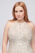 Long Glitter Lace Halter Plus Size Dress Morgan and Co 21416W