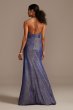 Metallic Glitter Halter Gown with Ruched Slit Blondie Nites 2142BN