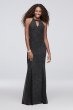 Puckered Glitter Knit Keyhole Mermaid Gown Morgan and Co 21555