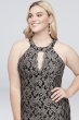 Plus Size Mermaid Gown with Contrast Lace Morgan and Co 21689W