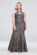 Plus Size Mermaid Gown with Contrast Lace Morgan and Co 21689W