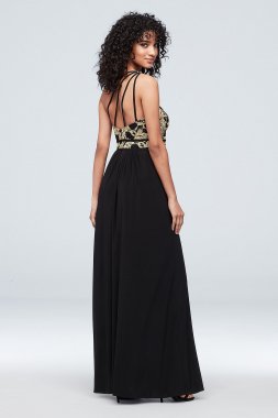 Strappy One-Shoulder Jersey Lace Sheath Dress Morgan and Co 21834