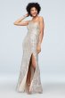 One Shoulder Stretch Sequin Gown with Skirt Slit Xscape 2262X