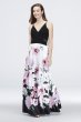 Printed Mikado V-Neck Dress with Illusion Cutouts Xscape 2269X