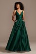 Plunging-V Gown with Crystal Embellished Pockets Blondie Nites 2298BN