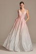 Glitter Ombre Deep-V Gown with Crystal Belt Night Studio 2318D