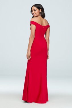 Off the Shoulder Notch Mermaid Gown with Slit Xscape 2318X