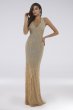 Lara Dallas Beaded Halter Gown with Feathers Lara 29598