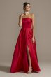 Strapless Foldover Satin Ball Gown with Skirt Slit Xscape 3194X