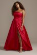 Strapless Satin Plus Size Gown with Skirt Slit Xscape 3194XW