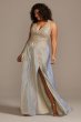 Iridescent Metallic Plus Size Gown with Applique Xscape 3242XW